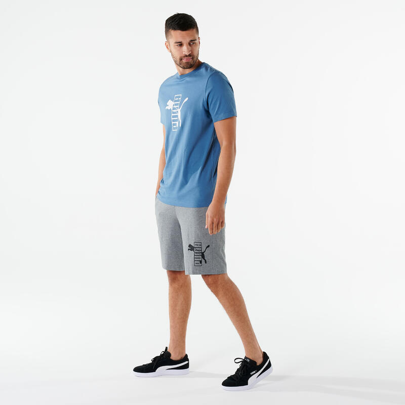 Camiseta Fitness Puma Hombre Azul Algodón Manga Corta