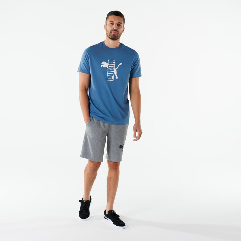 Camiseta Fitness Puma Hombre Azul Algodón Manga Corta