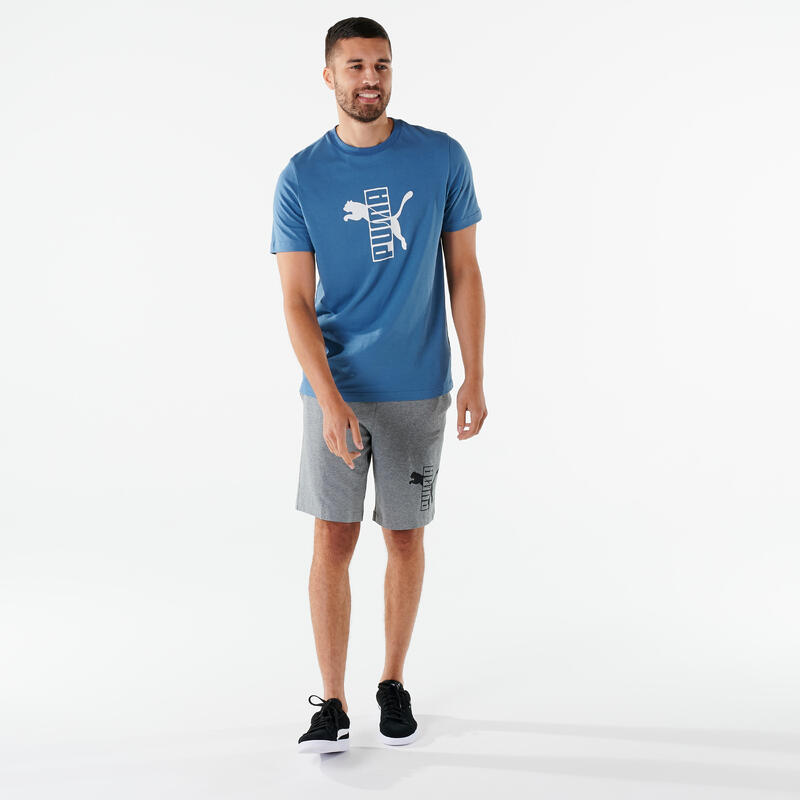 Fitness T-shirt heren katoen blauw