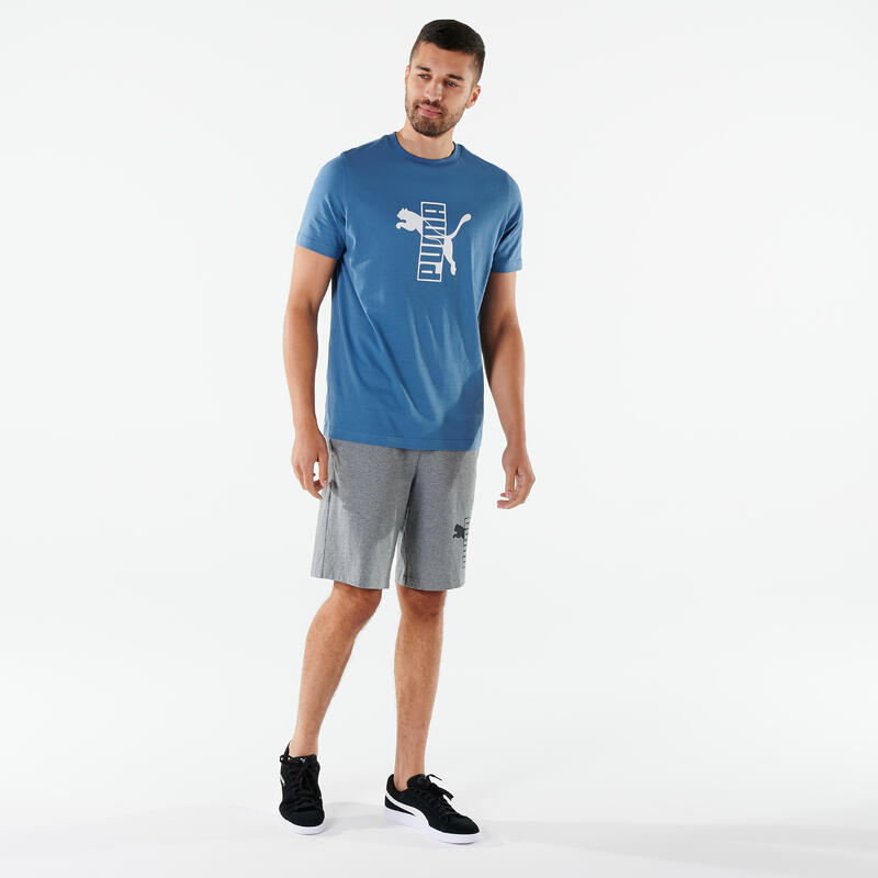 Camiseta Fitness Puma Hombre Azul Algodón Manga Corta