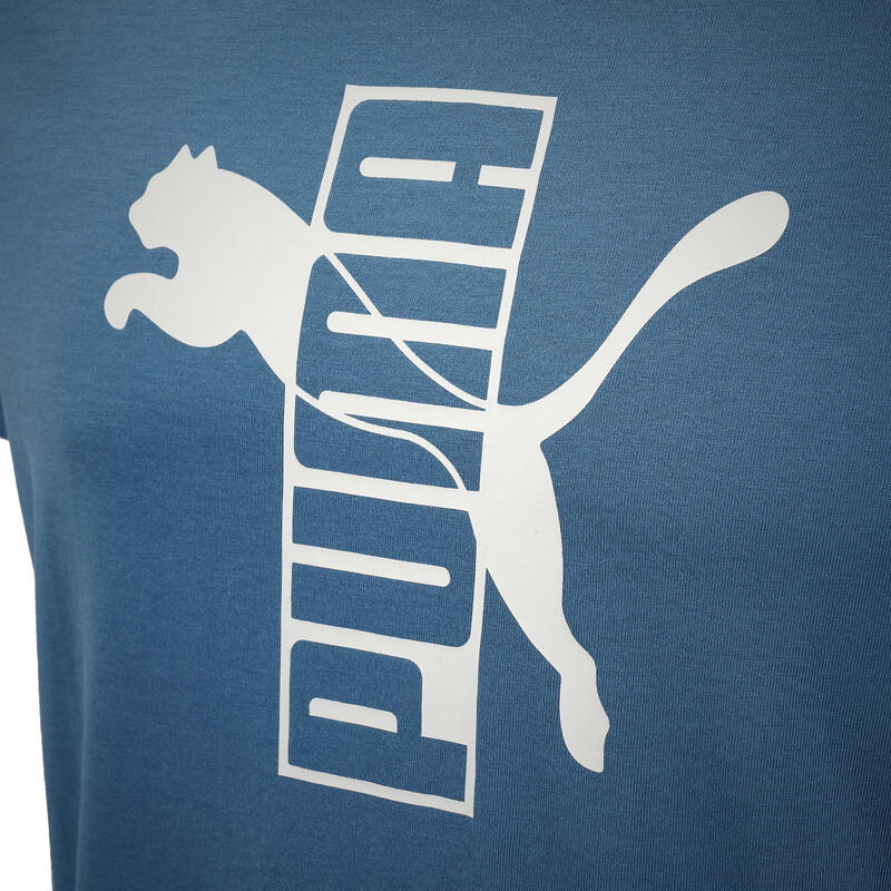 Camiseta Fitness Puma Hombre Azul Algodón Manga Corta