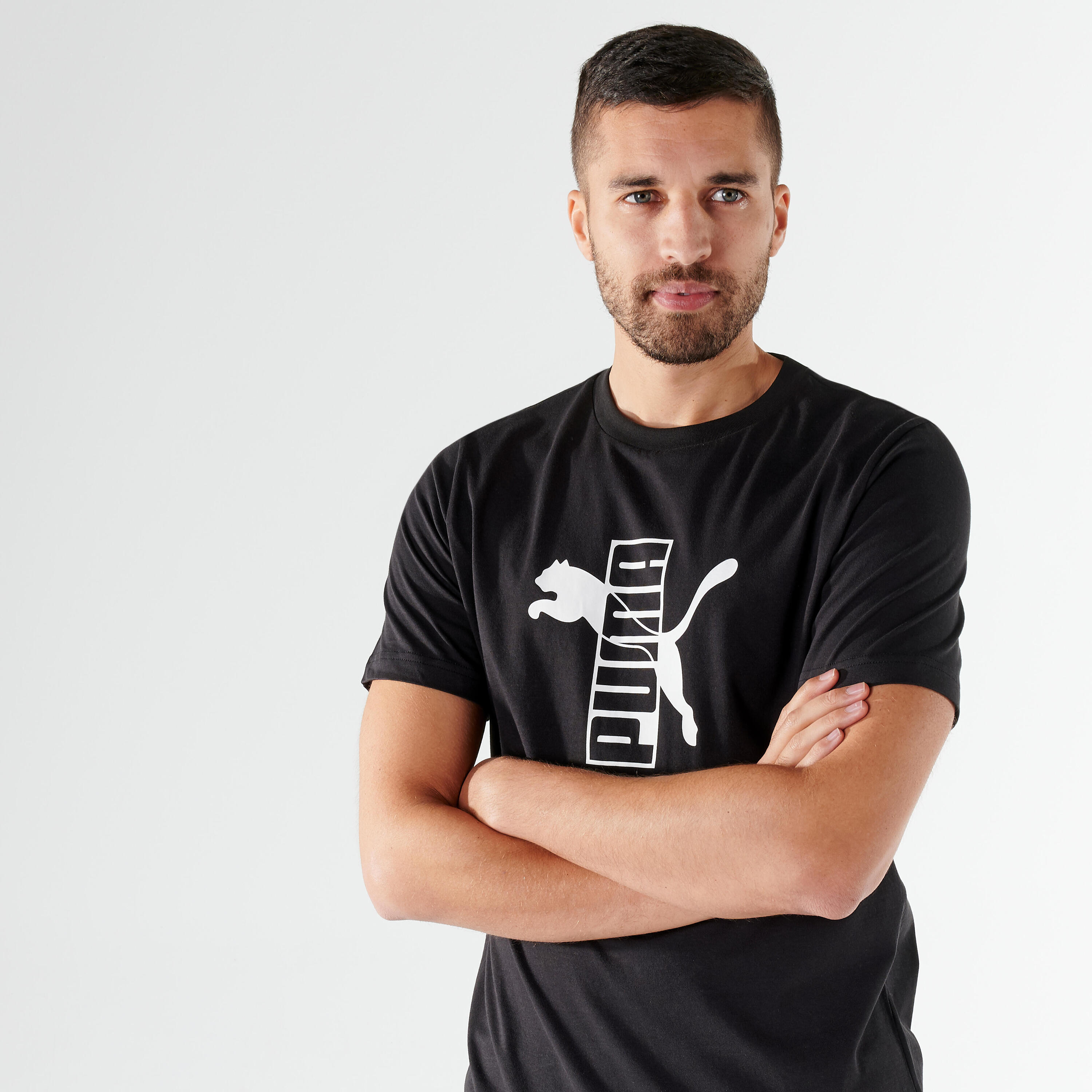 Pánské fitness tričko s krátkým rukávem bavlněné černé 3/6