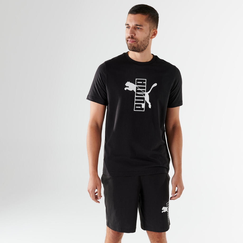 Men's Short-Sleeved Cotton Fitness T-Shirt - Black