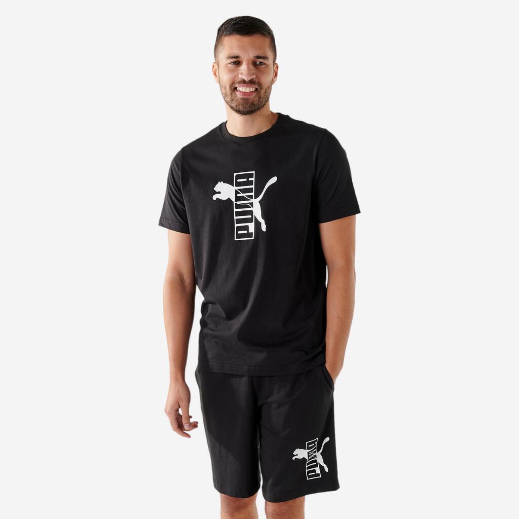 Men's Short-Sleeved Cotton Fitness T-Shirt - Black