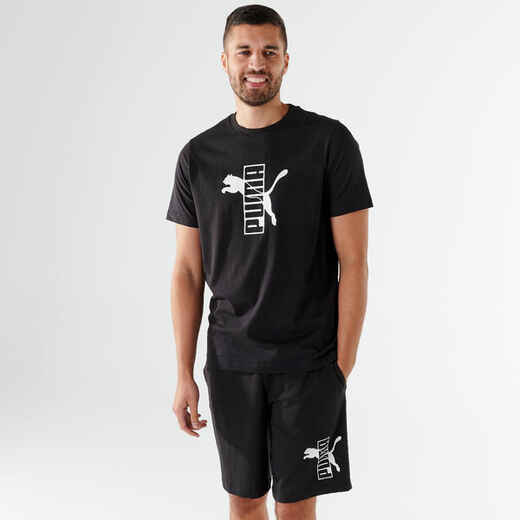 
      Ανδρικό κοντομάνικο βαμβακερό T-Shirt για Fitness - Μαύρο
  