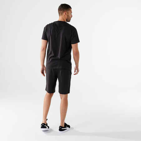 Men's Short-Sleeved Cotton Fitness T-Shirt - Black