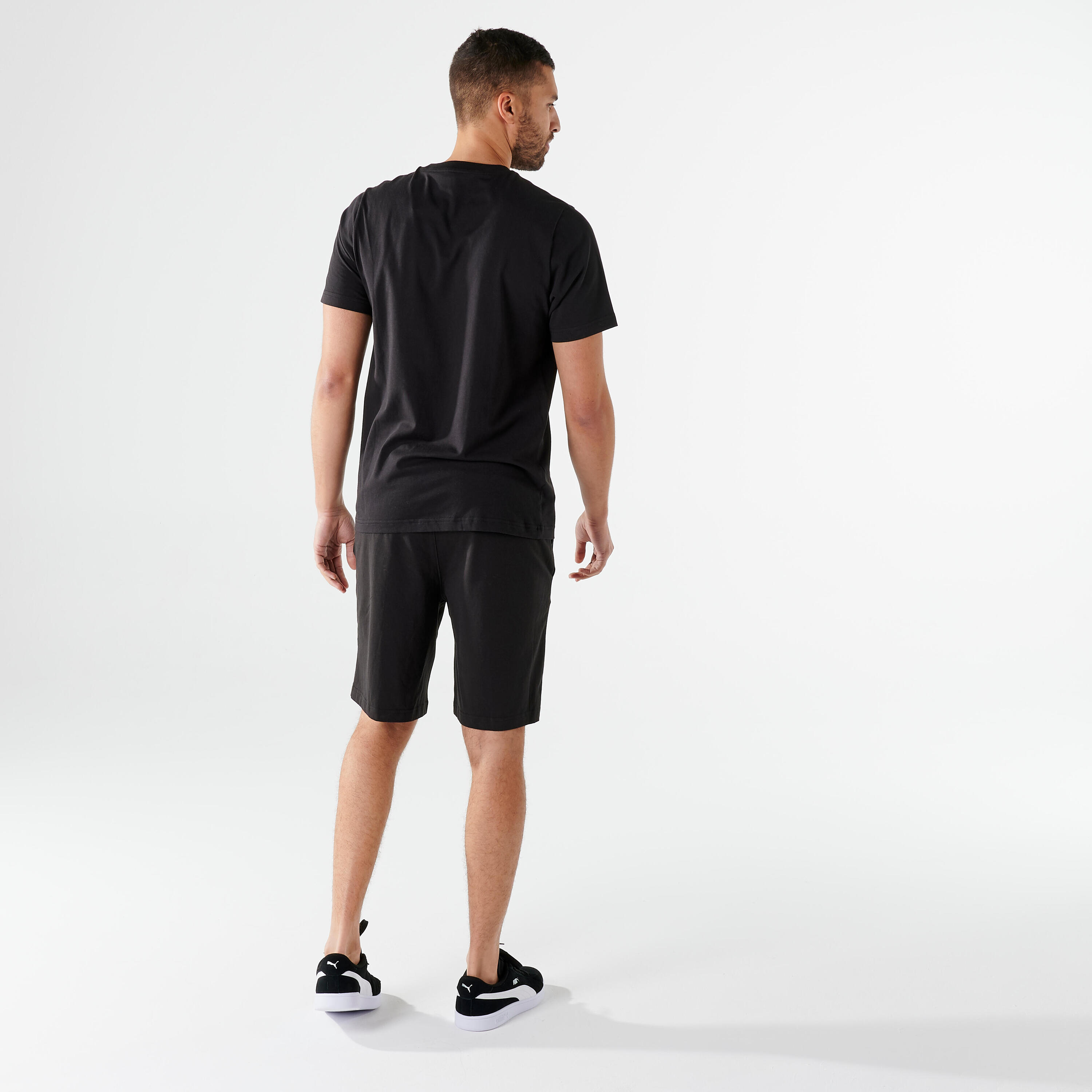 Pánské fitness tričko s krátkým rukávem bavlněné černé 2/6