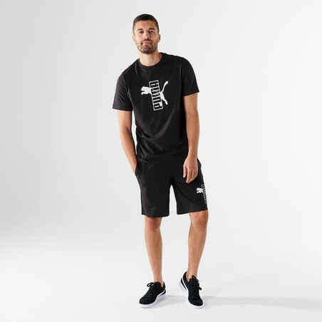 Ανδρικό κοντομάνικο βαμβακερό T-Shirt για Fitness - Μαύρο