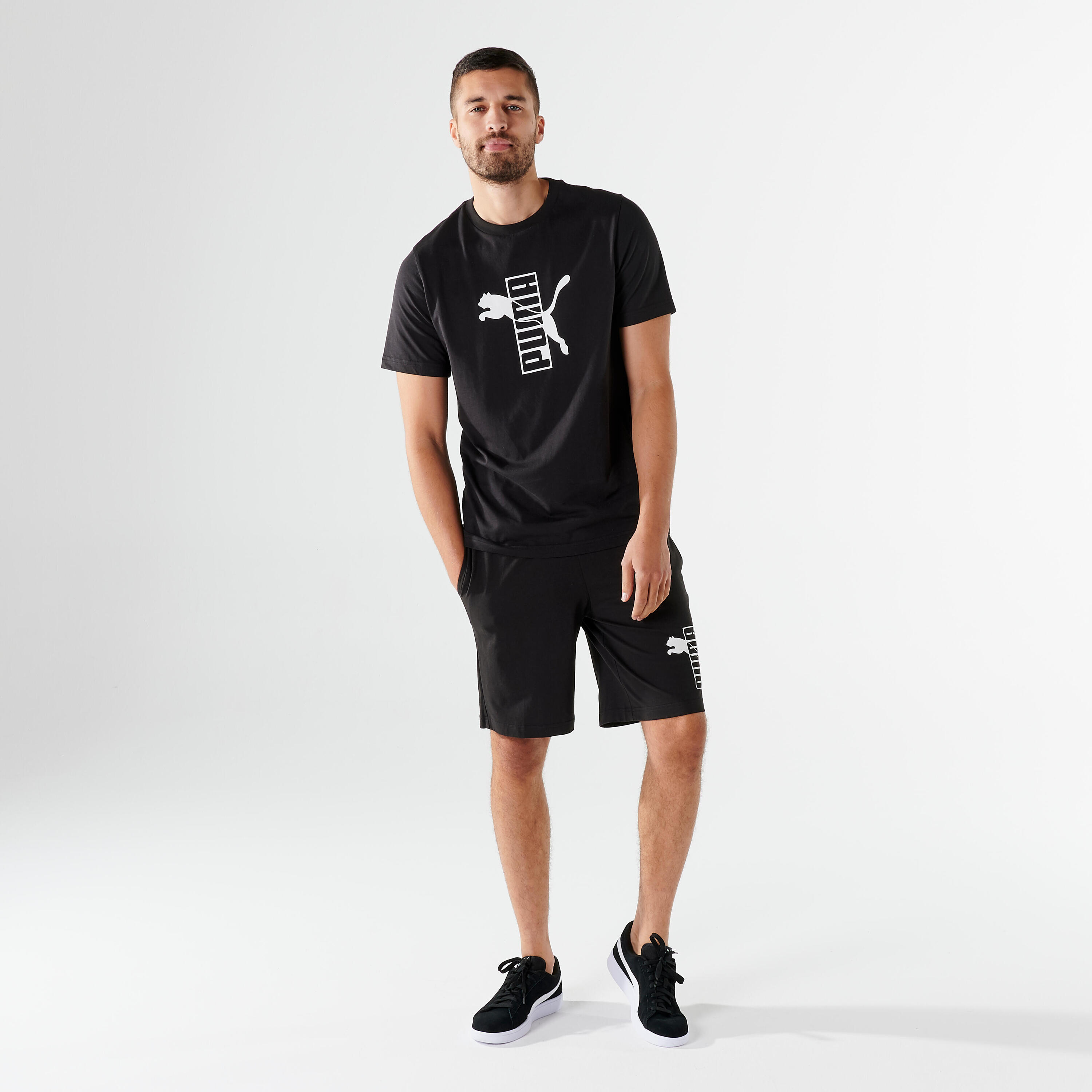 Pánské fitness tričko s krátkým rukávem bavlněné černé 4/6