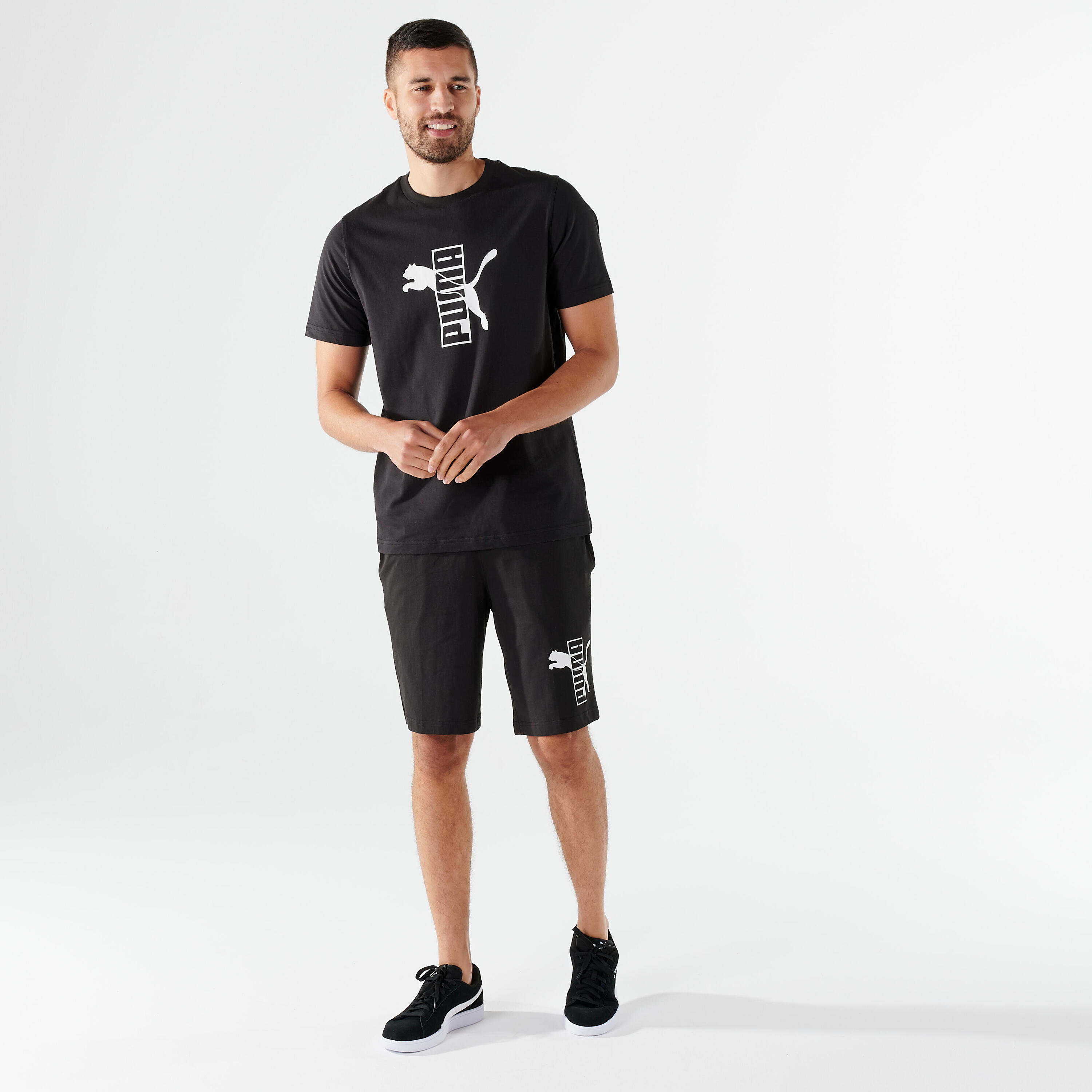 Pánské fitness tričko s krátkým rukávem bavlněné černé 5/6