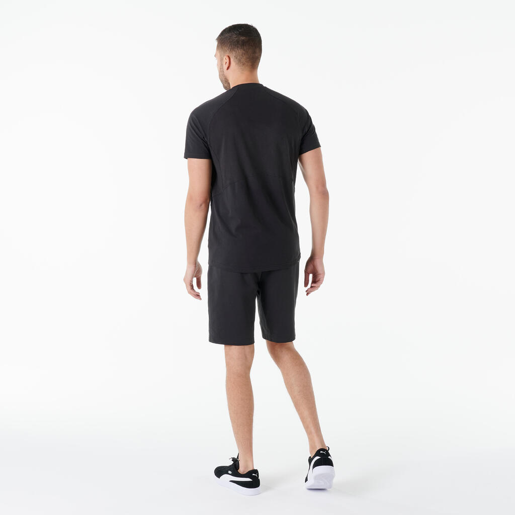 Vyriški medvilniniai kūno rengybos marškinėliai trumpomis rankovėmis, juodi