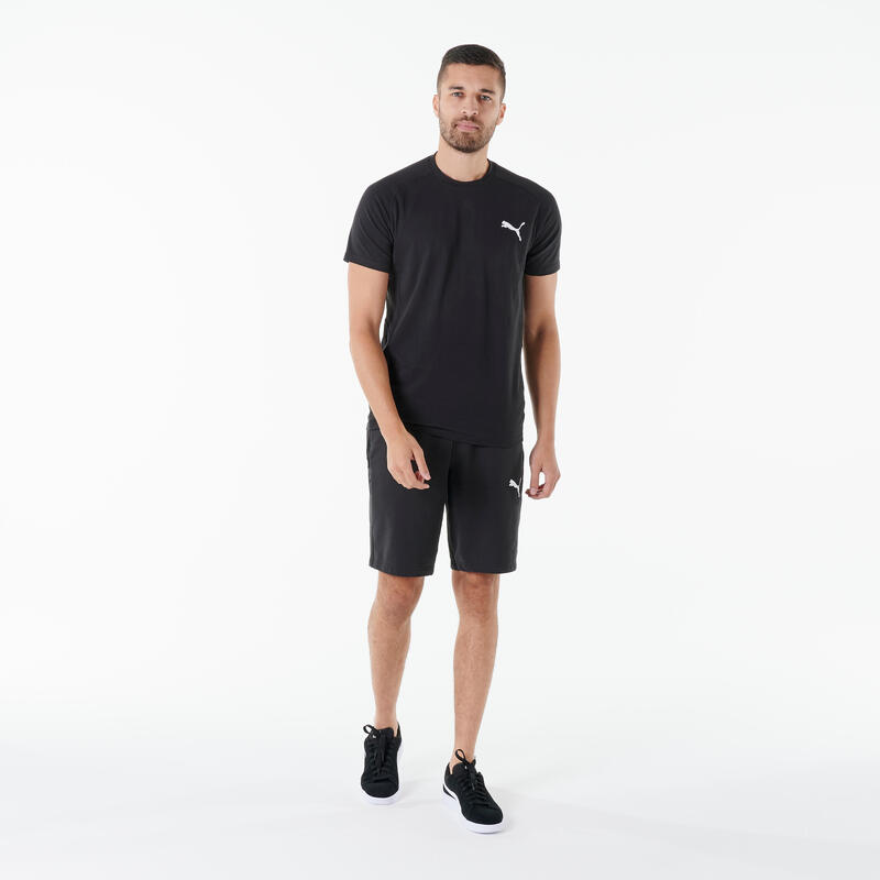 Camiseta Fitness Puma Hombre Negro Manga Corta Algodón