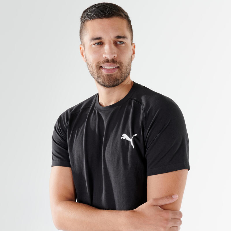 Pánské fitness tričko s krátkým rukávem bavlněné černé