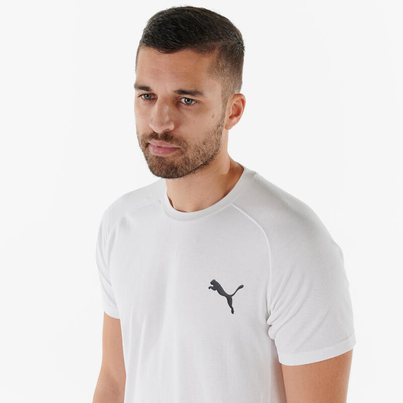 T-shirt uomo fitness Puma regular misto cotone bianca