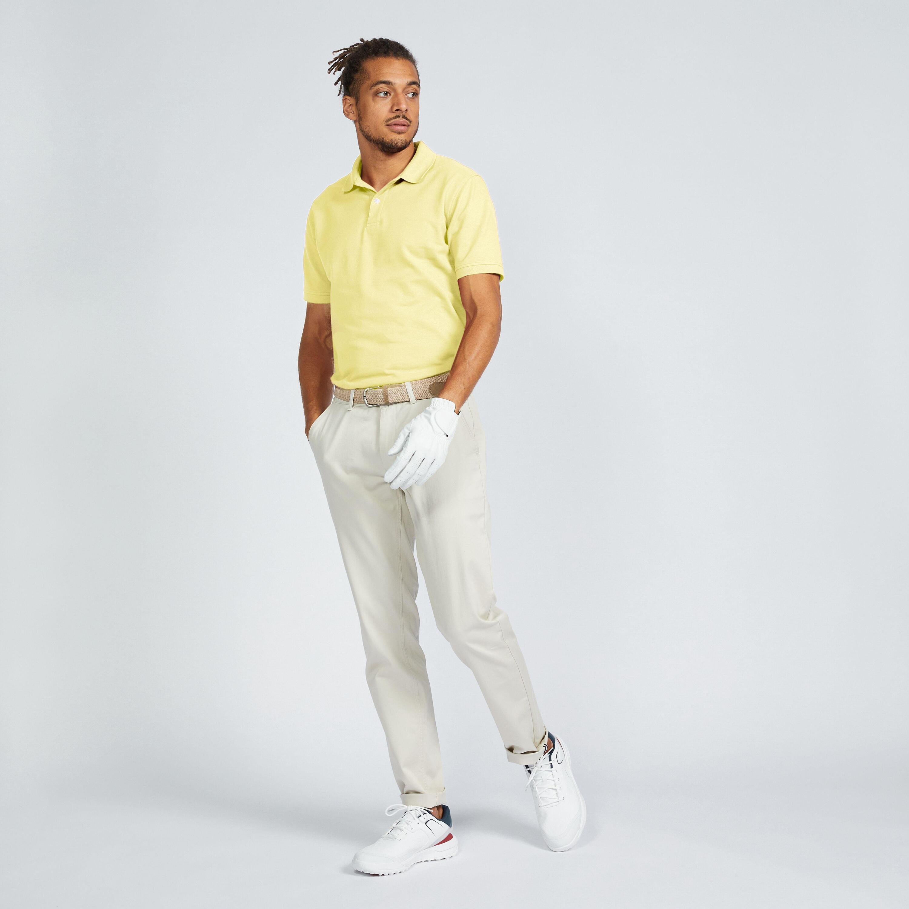 Men's short-sleeved golf polo shirt - MW500 pale yellow 2/5