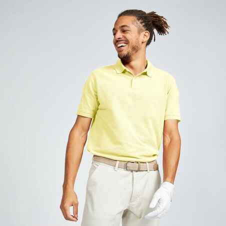 Svetlo rumena moška polo majica s kratkimi rokavi za golf MW500