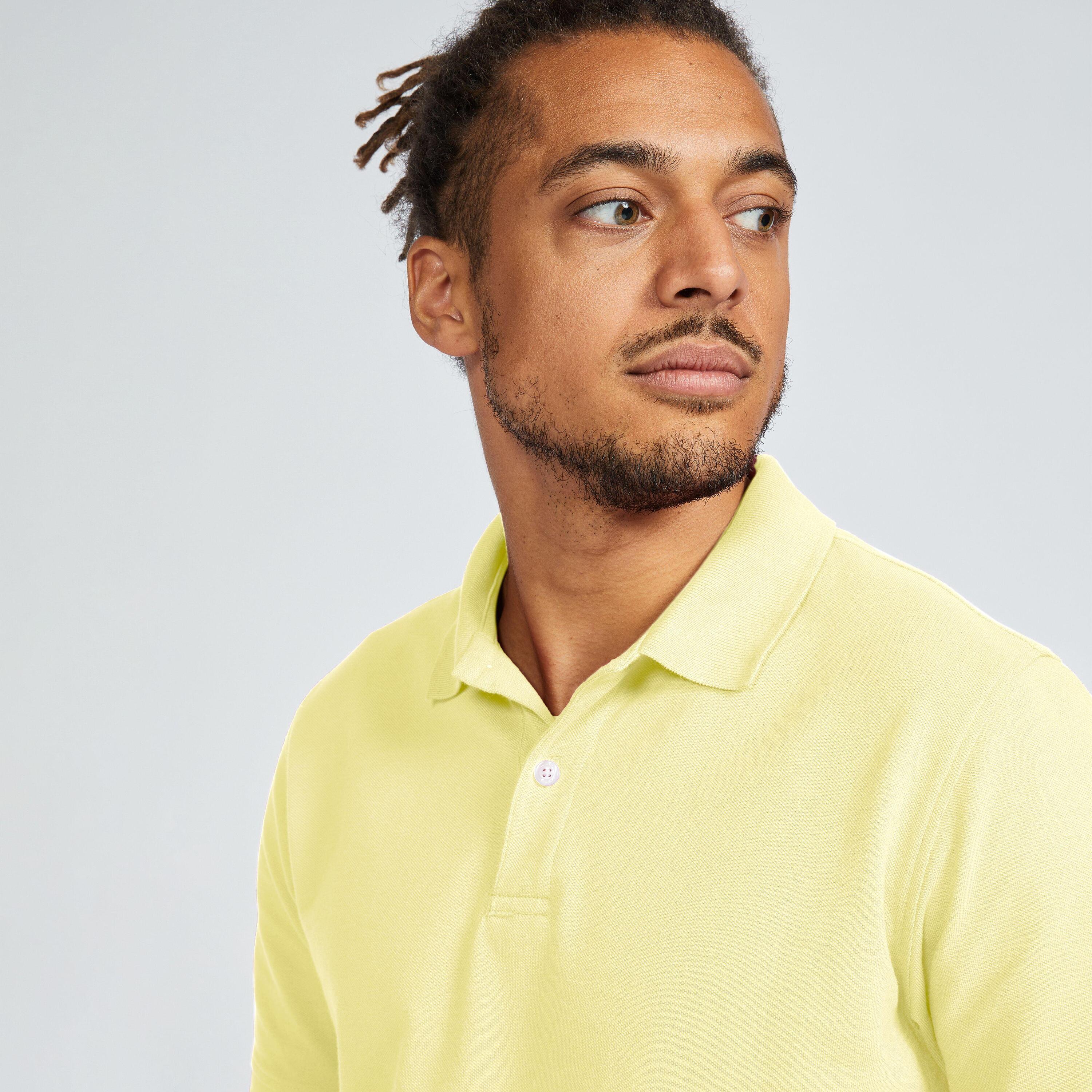 Men's short-sleeved golf polo shirt - MW500 pale yellow 3/5