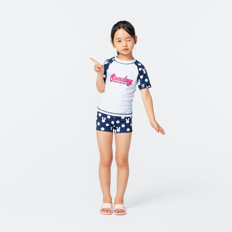 Girl's swimsuit two-piece shorty navy/white