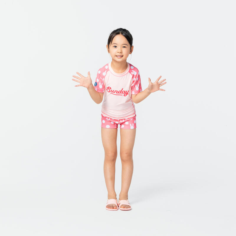 Girl's swimsuit two-piece shorty coral pink