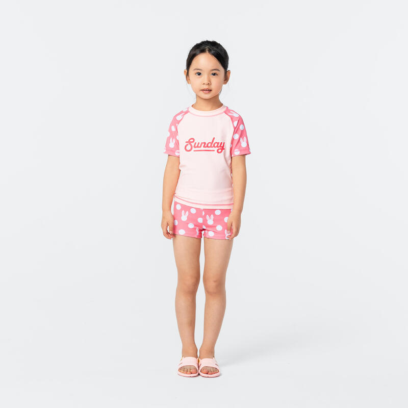 Girl's swimsuit two-piece shorty coral pink