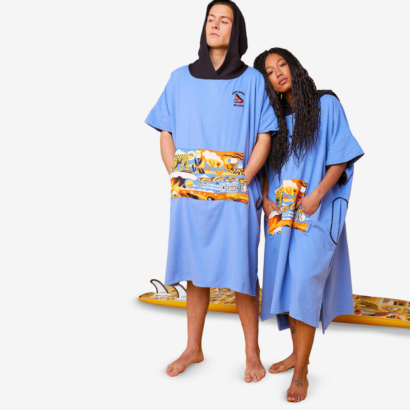 Surf poncho voor volwassenen 500 print Loïc Lusnia