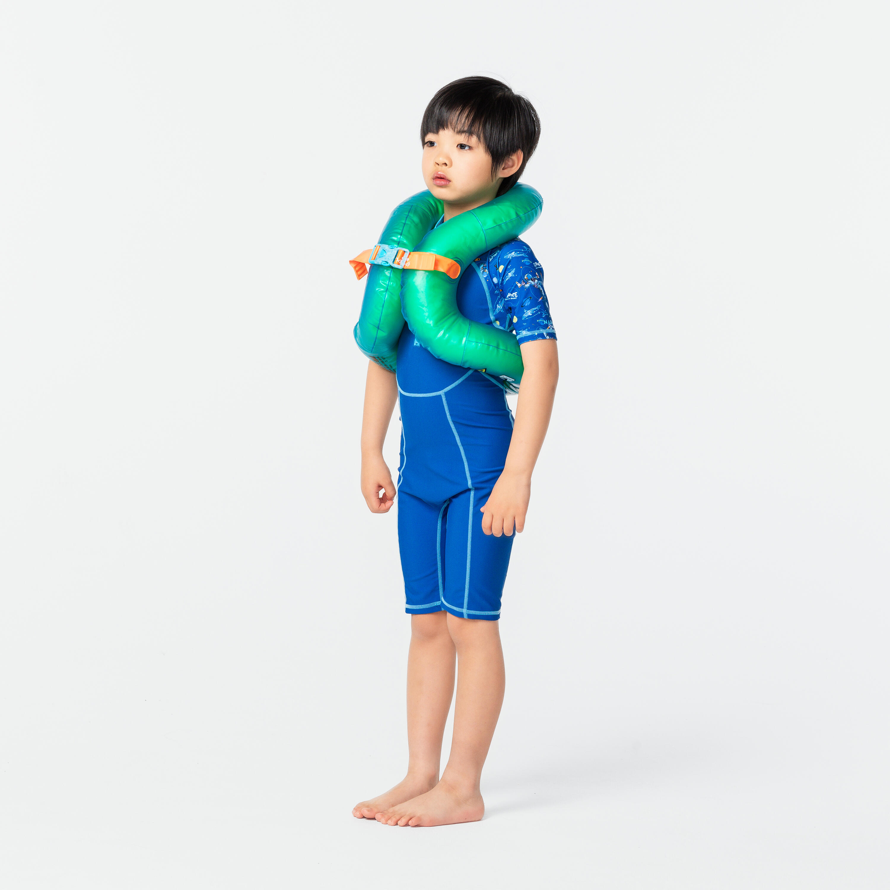 Swimming Inflatable Vest 18 to 30 Kg Green with Secure Fit & Safety Lock