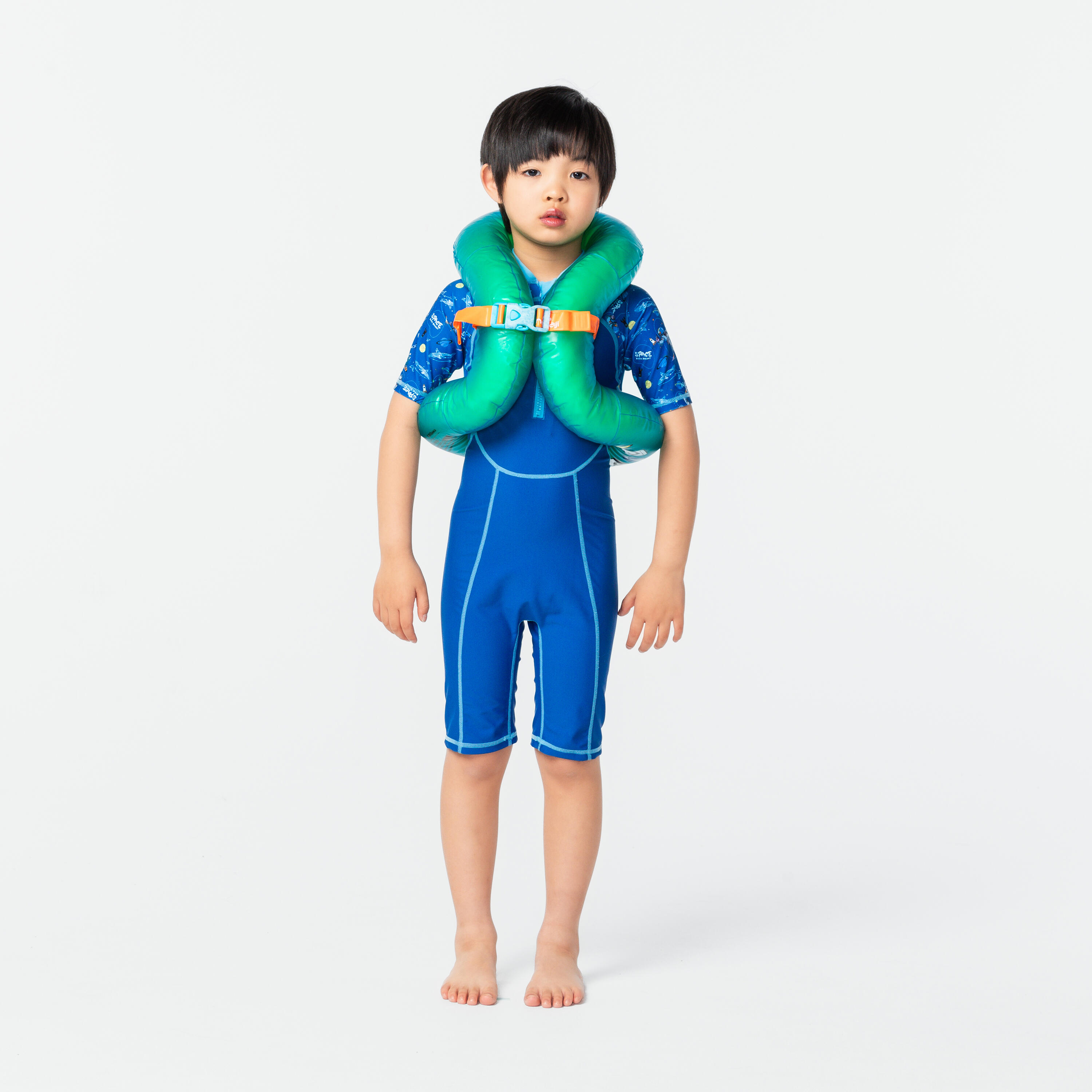 Swimming Inflatable Vest 18 to 30 Kg Green with Secure Fit & Safety Lock