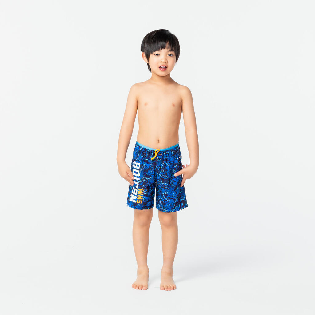 Maillot De Bain Short Natation Garçon - 100 Long -ALL SDINO BLUE