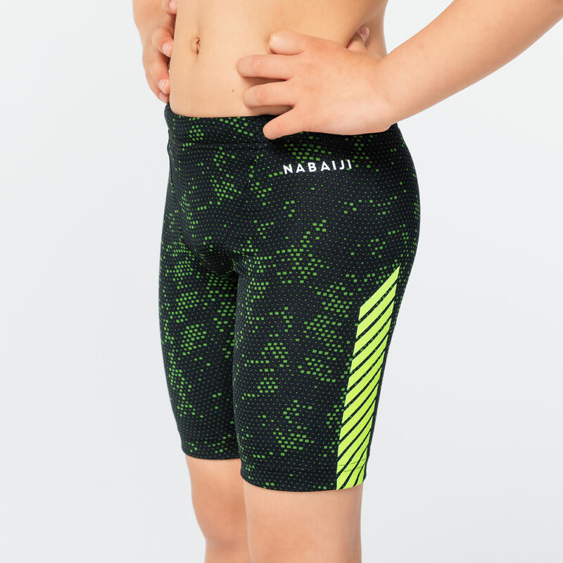 Jammer de Natation Garçon - Fitib - Noir / Vert olive / Jaune fluo