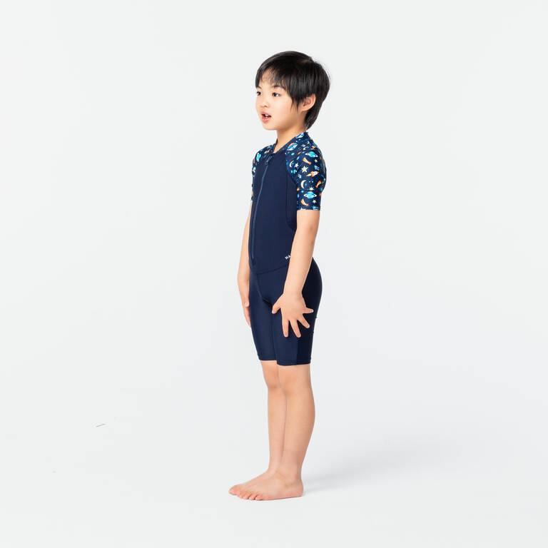 Pakaian Renang Anak Laki-laki Model Shorty 100 Lengan Pendek - PLANET navy
