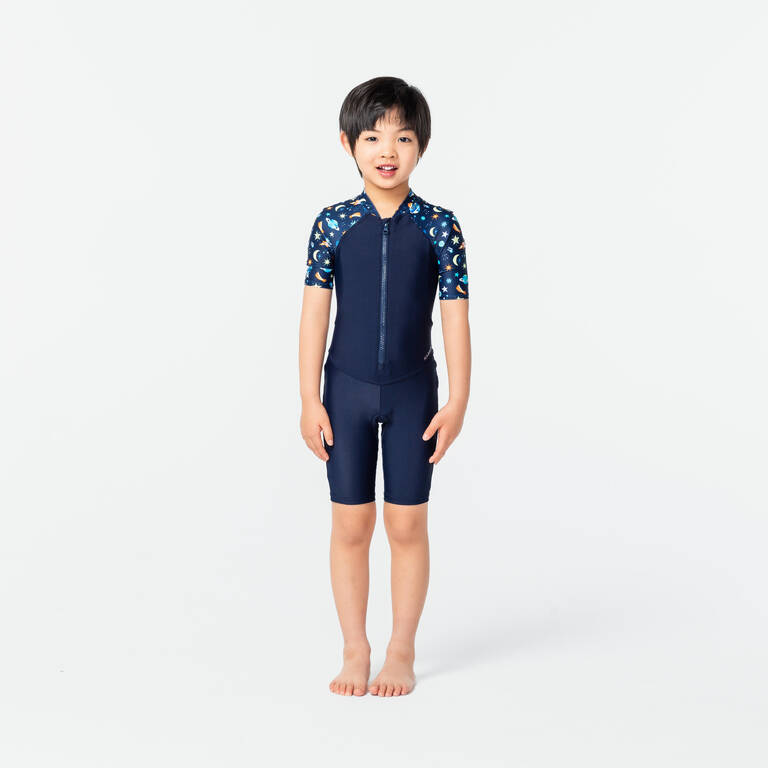 Pakaian Renang Anak Laki-laki Model Shorty 100 Lengan Pendek - PLANET navy