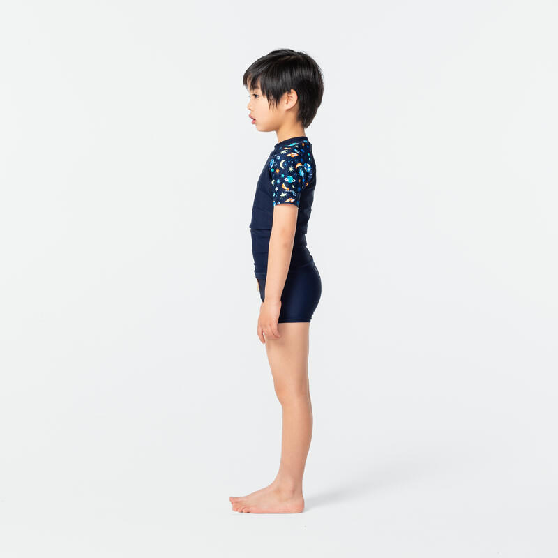 Boy's swimsuit two-piece shorty navy blue