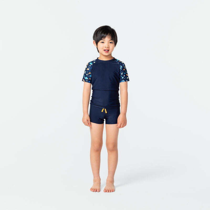 Boy's swimsuit two-piece shorty navy blue