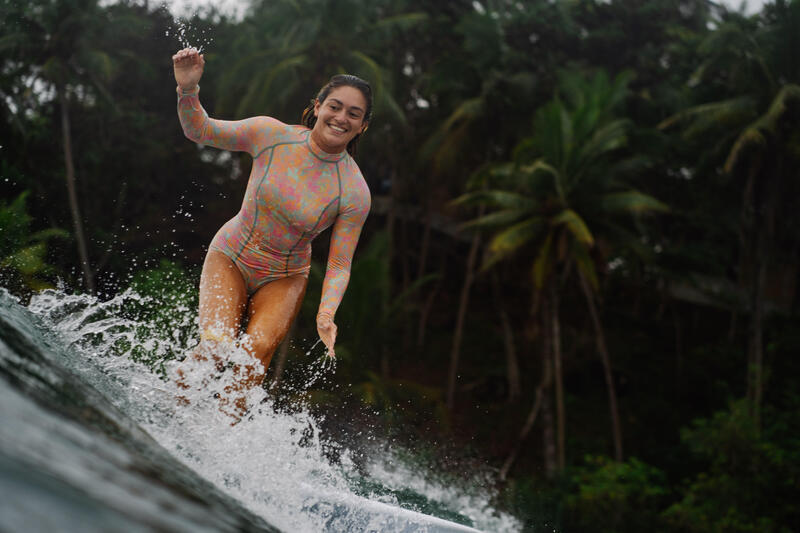 Kostium kąpielowy jednoczęściowy surfingowy damski Olaian Dani Punky długi rękaw