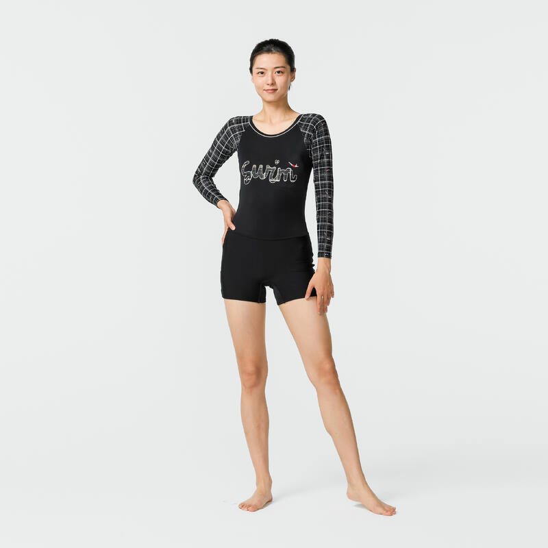 Women's One-Piece longsleeve Swimsuit UNA SHORTY SWIM Black