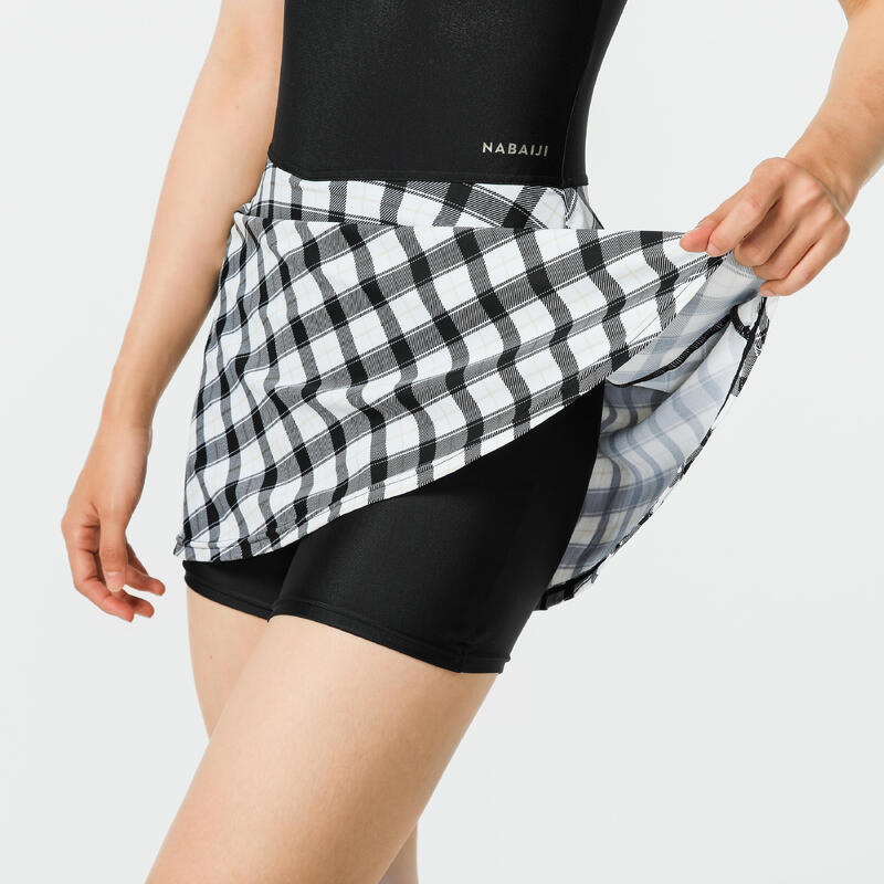 Women's Una one-piece short-sleeved swimsuit with skirt SWIM BLACK