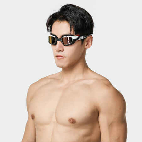 Swimming Goggles - TURN Size L - Mirrored Lenses - Black / White / Red