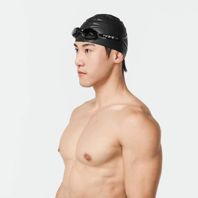 SILICONE MESH SWIM CAP - BLACK