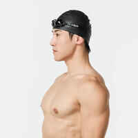 SILICONE MESH SWIM CAP - BLACK