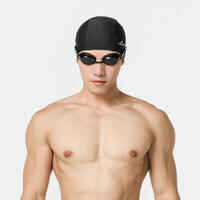 Mesh swim cap - plain fabric - black