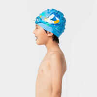 SILICONE swim cap - One size - Dino blue orange