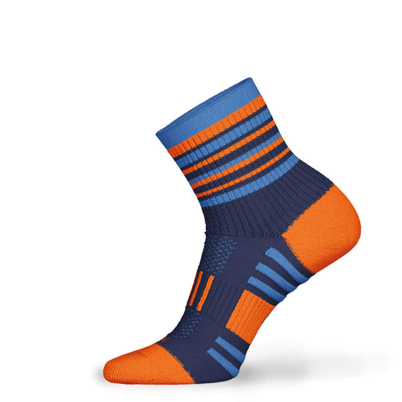 Lot X2 de chaussettes de running confort Enfant - KIPRUN 500 MID bleu et orange