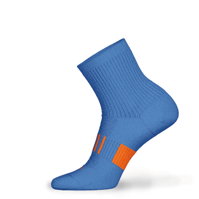 兒童舒適中筒跑步襪 KIPRUN 500－藍色橘色
