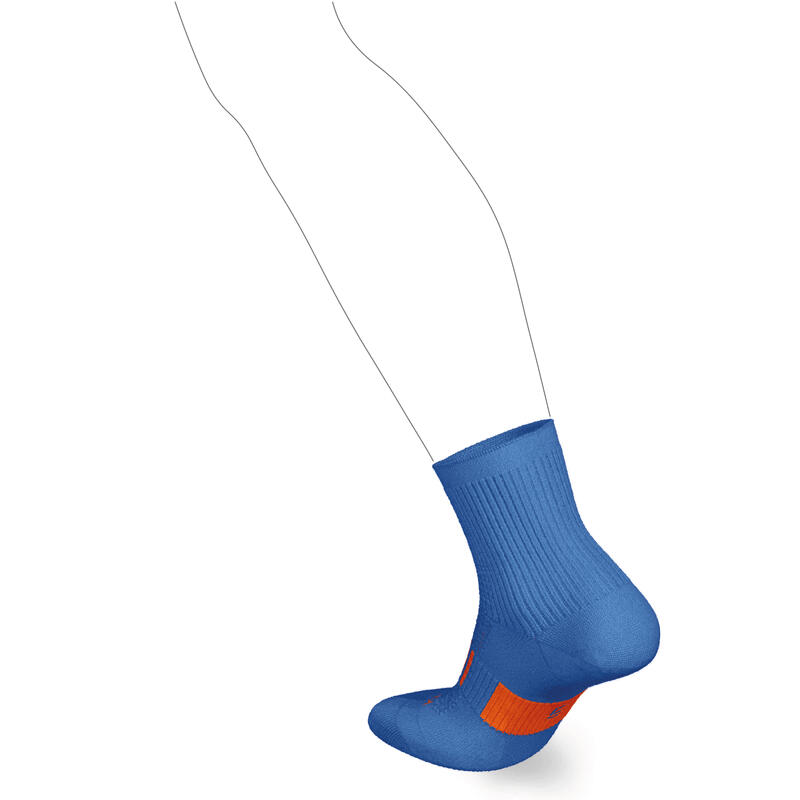 Lot X2 de chaussettes de running confort Enfant - KIPRUN 500 MID bleu et orange