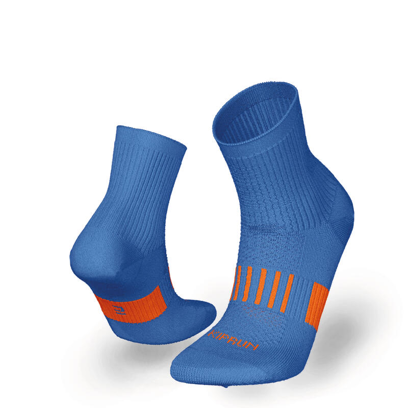 Laufsocken Kinder Mid 2er-Pack - 500 Comfort blau/orange