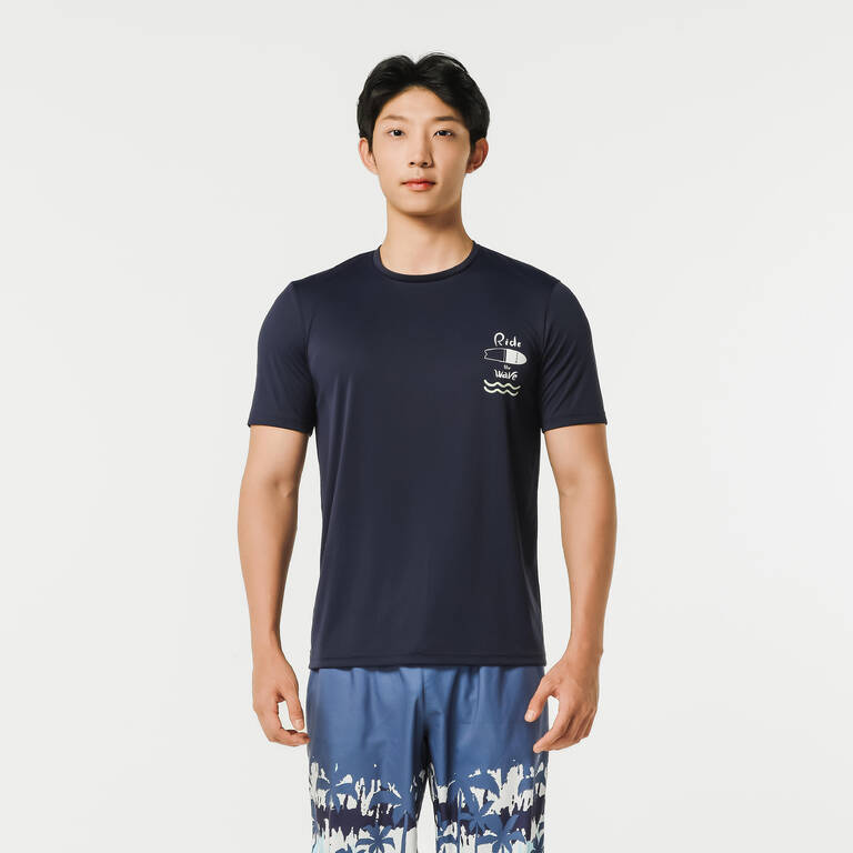 Men's surfing short-sleeve anti-UV WATER T-SHIRT - HOLIDAY NAVY