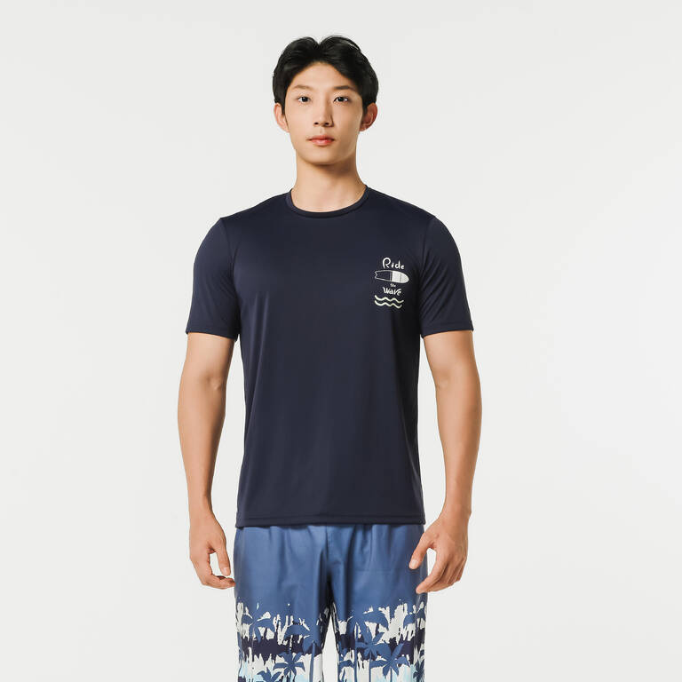 Men's surfing short-sleeve anti-UV WATER T-SHIRT - HOLIDAY NAVY