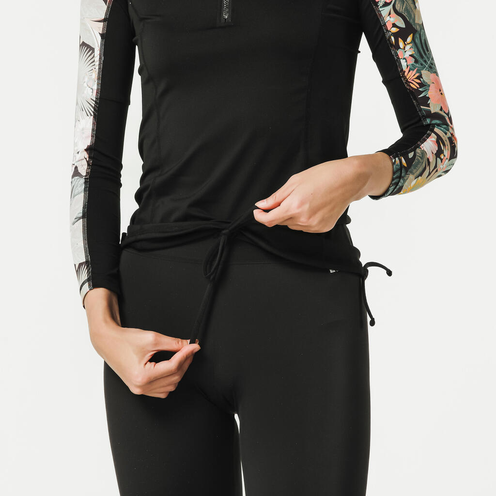 Licra con protección solar de surf para mujer Olaian UV Leg 100 negro