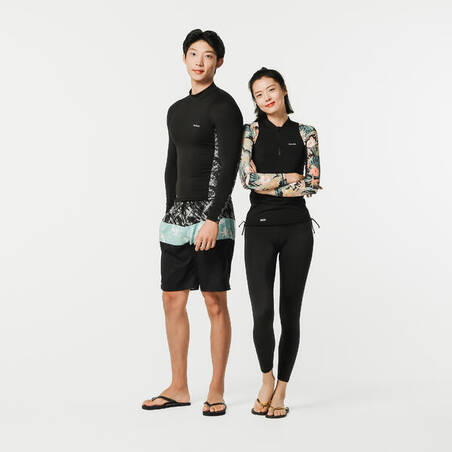 Kaos Lengan Panjang Anti-UV Wanita Surf Top 500 - PUTIH/MOTIF