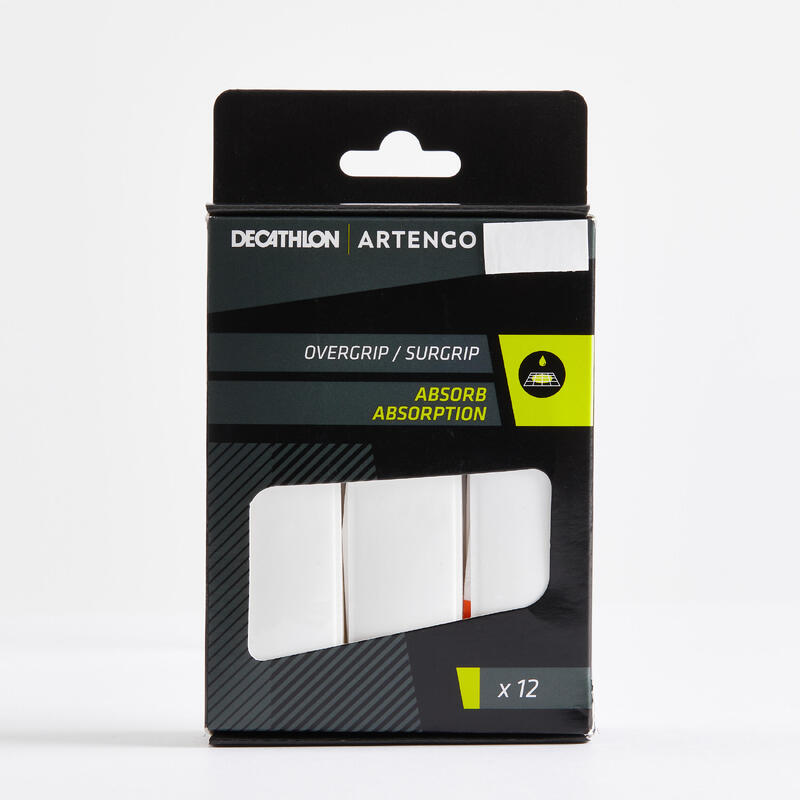 SURGRIP DE TENNIS ARTENGO ABSORBANT PAR 12 BLANC